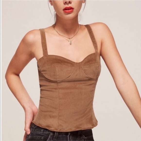 Reformation Tops - Reformation Corduroy Bustier Carter Top Brown